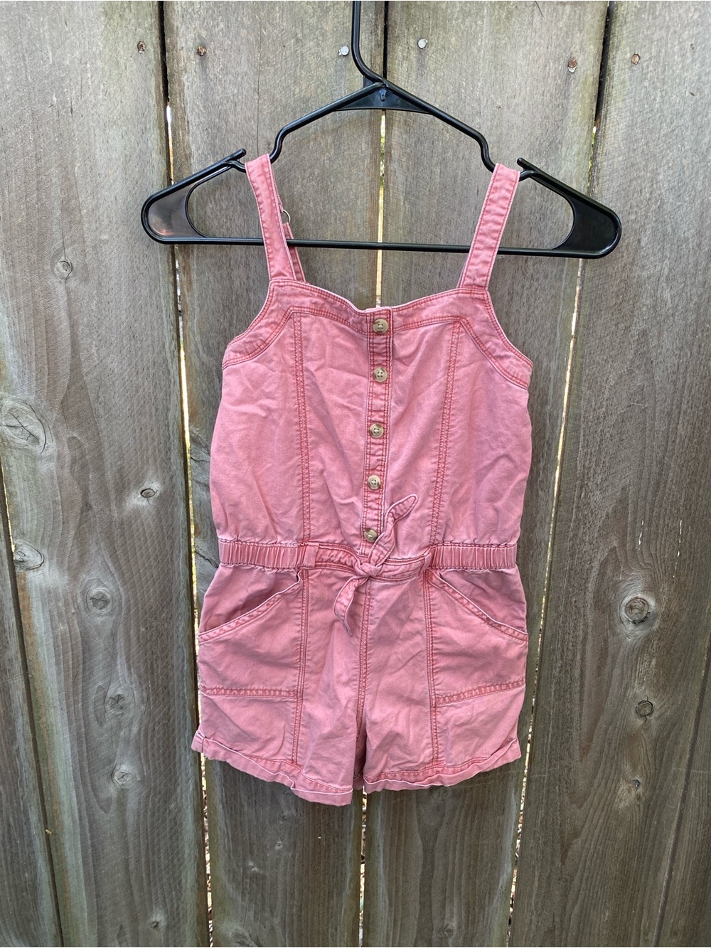 Abercrombie‎ Kids Washed Rose Utility Romper Girls 9/10 Button Front - Picture 2 of 6